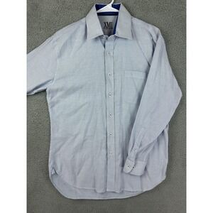 XMI Platinum Shirt Mens Large Blue White Check Button Down Long Sleeve Classic